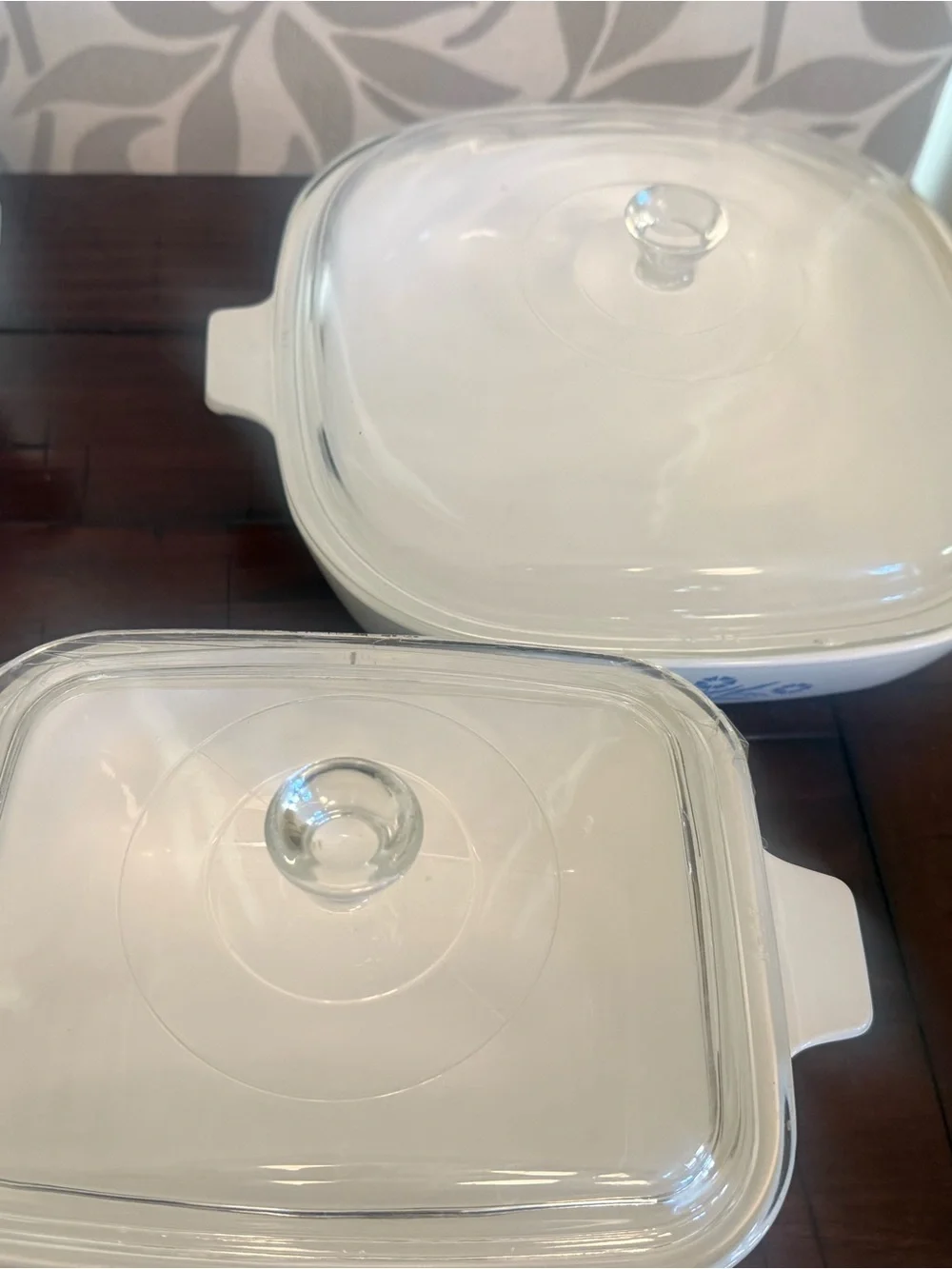 Vintage Corning Ware Blue Cornflower 5 Pc Cookware Set w/ Glass Lids USA